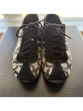 Coach Black and Cream Patterned Sneakers